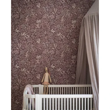 blommig tapet Nocturne i vinröd färg image