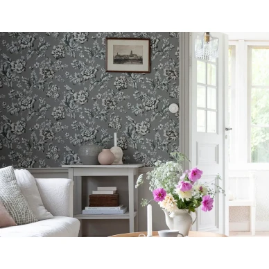 mörkgrön blommig tapet Rosenholm kuva