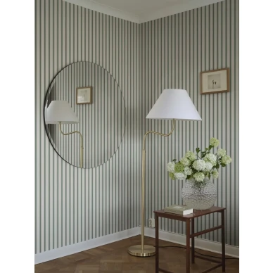 S10383 Gustaf vihrea raitatapetti olohuoneessa Sandberg  kuva