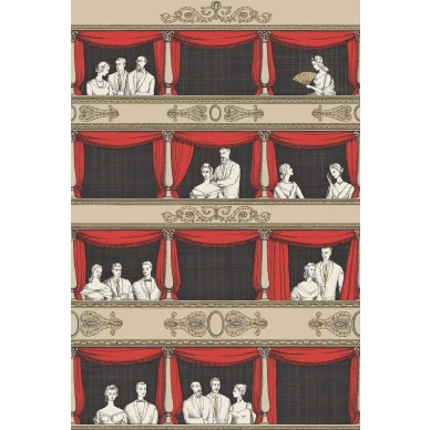 Cole & Son Teatro tapet Linen and Rouge image