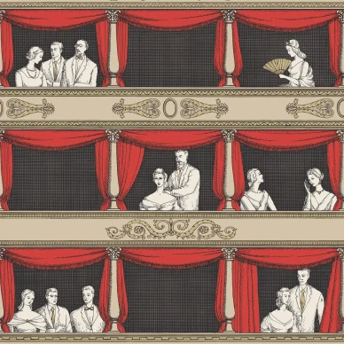 Cole & Son Teatro tapet Linen and Rouge image