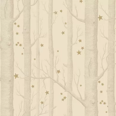Cole & Son Woods & Stars trädtapet beige-guld kuva