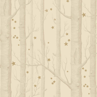 Cole & Son Woods & Stars trädtapet beige-guld kuva