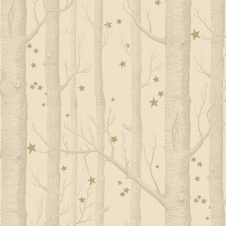 Cole & Son Woods & Stars trädtapet beige-guld kuva