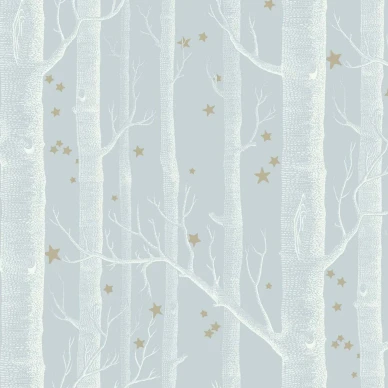 Cole & Son Woods & Stars trädtapet ljusblå-brons kuva