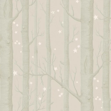 Cole & Son Woods & Stars trädtapet ljusbrun-vit kuva