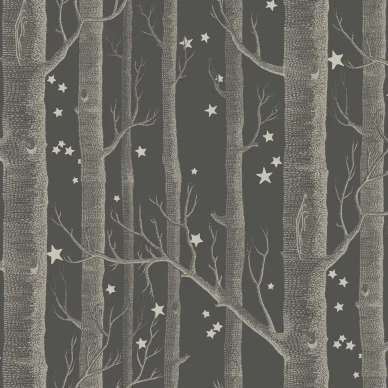 Cole & Son Woods & Stars trädtapet svart-silver kuva