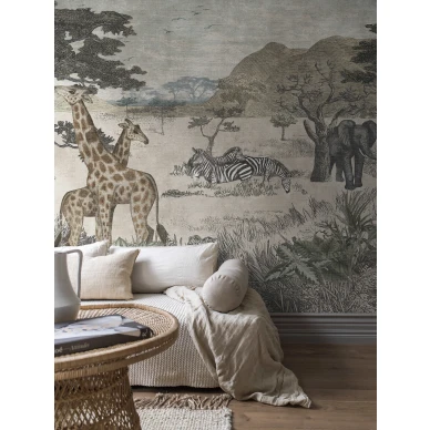 Boråstapeter Serengeti muraltapet med djur image