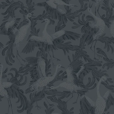 Dancing Crane tumma lintutapetti Borastapeterilta image