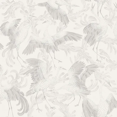 Dancing Crane vaalea lintutapetti Borastapeterilta image