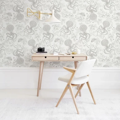 Aquatic valkoinen merielamatapetti tyohuoneeseen Littlephantilta image