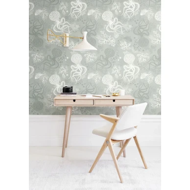 Aquatic vihrea mustekalatapetti lastenhuoneeseen Littlephantilta 1469 image