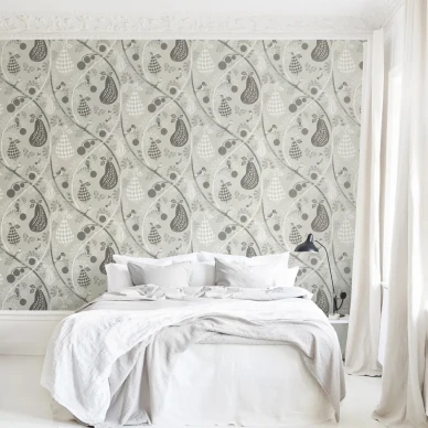 Fruit Garden harmaa hedelmatapetti makuuhuoneeseen image