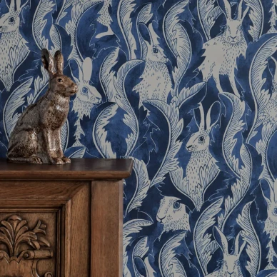 Hares in Hiding sininen janistapetti Langelid von Bromssenilta image