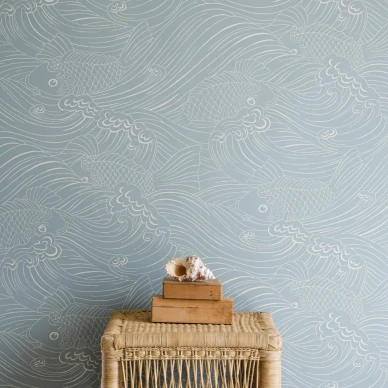 Plenty More Fish sininen meritapetti Langelid von Bromssenilta Ocean Blue image