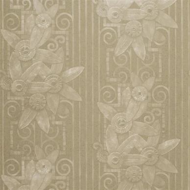 Fleur Moderne Pearl Grey raidallinen kukkatapetti Ralph Laurenilta kuva