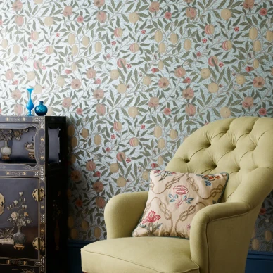 Fruit sininen hedelmatapetti olohuoneeseen Morrikselta image