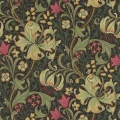 Golden Lily vihrea kukkatapetti Morris Charcoal Olive