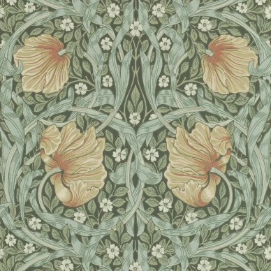 Pimpernell vihrea beige kukkatapetti Morris Bayleaf Manilla image