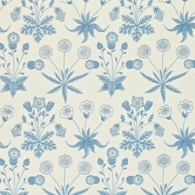 Daisy sinivalkoinen kukkatapetti Morris Blue Ivory image