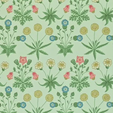 Daisy vihrea kukkatapetti Morris Pale Green Rose image