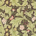 Leicester ruskea vihrea kukkatapetti Morris Chocolate Olive