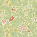 Leicester vihrea kukkatapetti Morris Green Coral