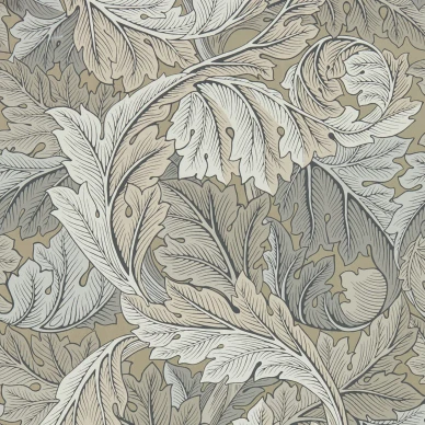 Acanthus harmaa ruskea lehtitapetti Morris Manilla Stone kuva