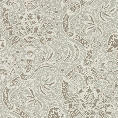 Indian ruskea harmaa kuviollinen tapetti Morris Grey Pewter kuva