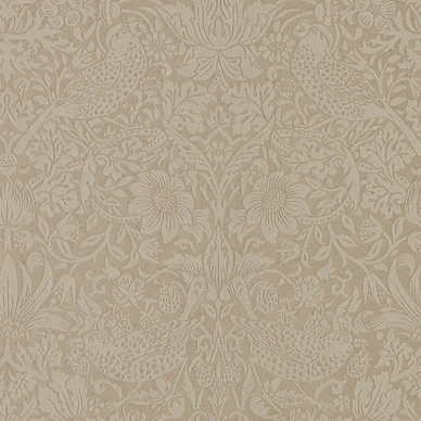 Pure Strawberry Thief ruskea lintutapetti Morris Taupe Gilver image
