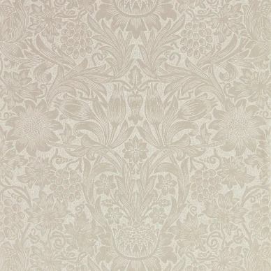 Pure Sunflower beige ruskea kukkatapetti Morris Pearl Ivory kuva