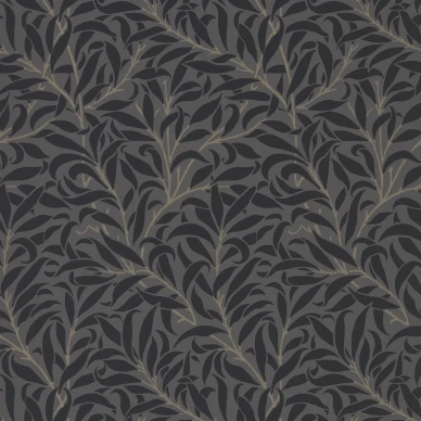 Pure Willow Bough musta harmaa lehtitapetti Morris Charcoal Black image