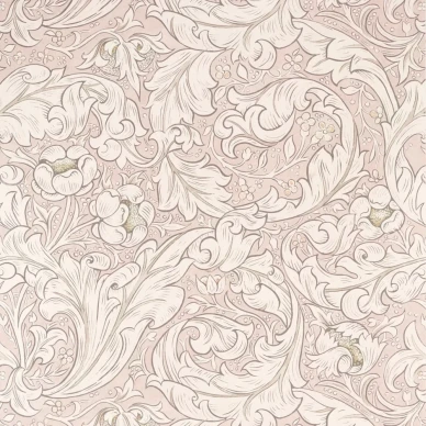 Pure Bachelors Button roosa lehtitapetti Morris Faded Sea Pink kuva