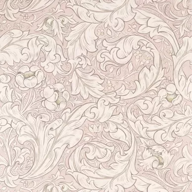 Pure Bachelors Button roosa lehtitapetti Morris Faded Sea Pink kuva