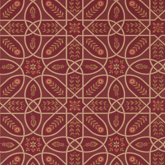 Brophy Trellis punainen kukkatapetti Morris Russet Gold image