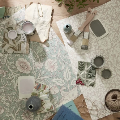 Double Bough sininen roosa kukkatapetti Morris kuva