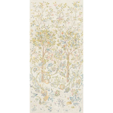 Melsetter vaalea monivarinen lintu ja puutapetti Morris Ivory Sage kuva