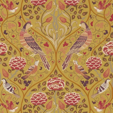 Seasons by May keltainen lintutapetti Morris Saffron kuva
