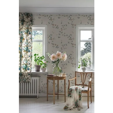 Maria sininen kukkatapetti olohuoneeseen Sandbergilta kuva