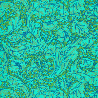 Bachelors Button vihrea lehtitapetti Morris Olive Turquoise kuva