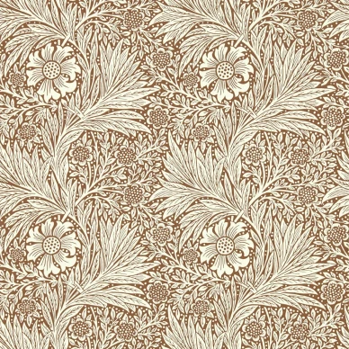 Marigold beige ruskea kukkatapetti Morris Chocolate Cream kuva