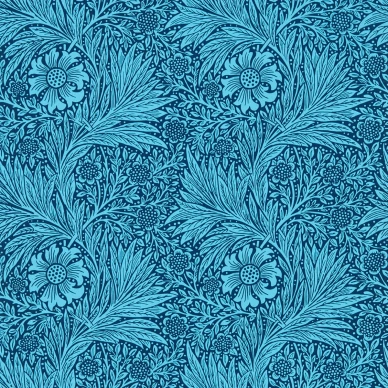 Marigold sininen kukkatapetti Morris Navy kuva
