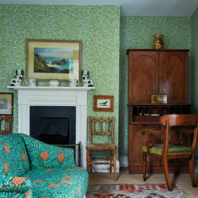 Willow vihrea sininen lehtitapetti Morrikselta kuva