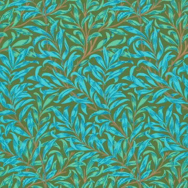 Willow Bough sininen vihrea lehtitapetti Morris Olive Turquoise kuva