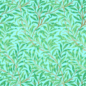 Willow Bough sininen vihrea lehtitapetti Morris Sky Leaf Green image