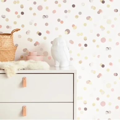 Valkoinen roosa pilkkutapetti lastenhuoneeseen Eijffingerilta 399002 image