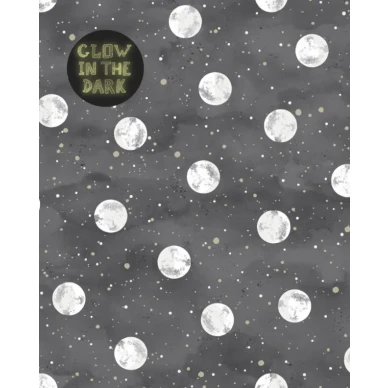 Glow in the Dark harmaa hopea avaruustapetti hohtaa pimeassa Eijffingerilta 399033 kuva