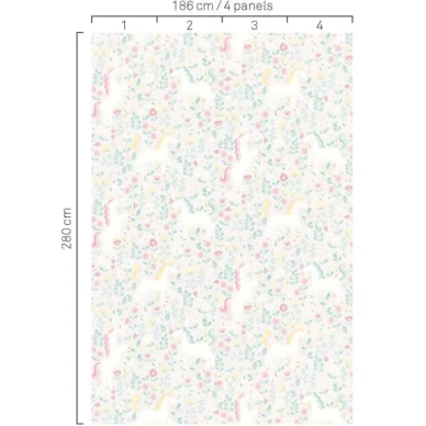 Unicorn vaalea yksisarvitapetti yksi rulla sisaltaa nelja paneelia Eijffingerilta 399111 image