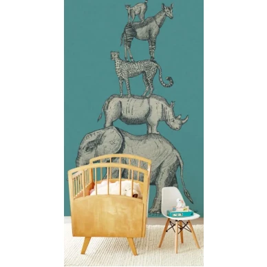 Animal Pyramid sininen elaintapetti lastenhuoneeseen Eijffingerilta 399114 kuva