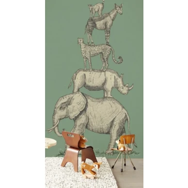 Animal Pyramid vihrea elaintapetti lastenhuoneeseen Eijffingerilta 399113 kuva